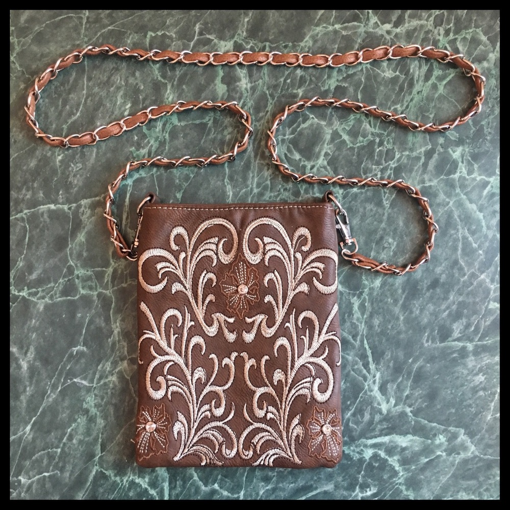 leather Crossbody with crystals